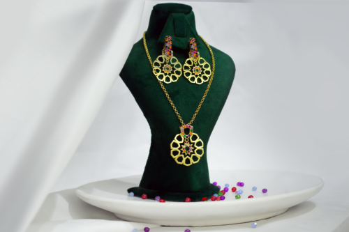 Moroccan Zellij Pendant Necklace Set